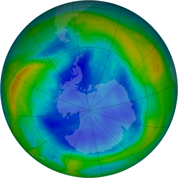 Antarctic ozone map for 13 August 1999